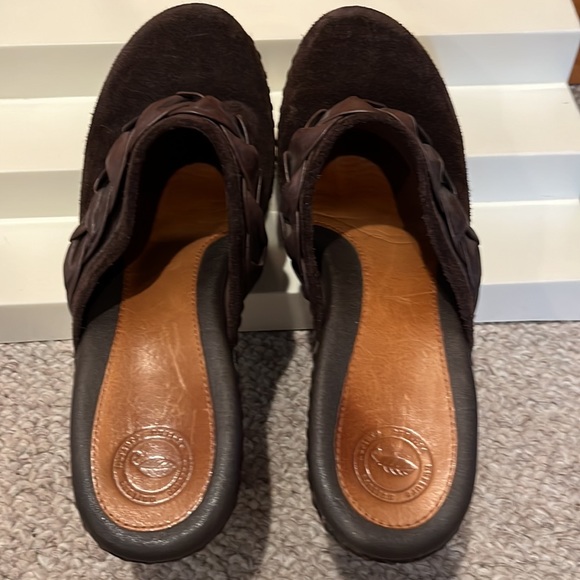 Nurture Suede Braided Leather Slip On Clog - Dark Brown - Women Size 9 - Picture 3 of 8